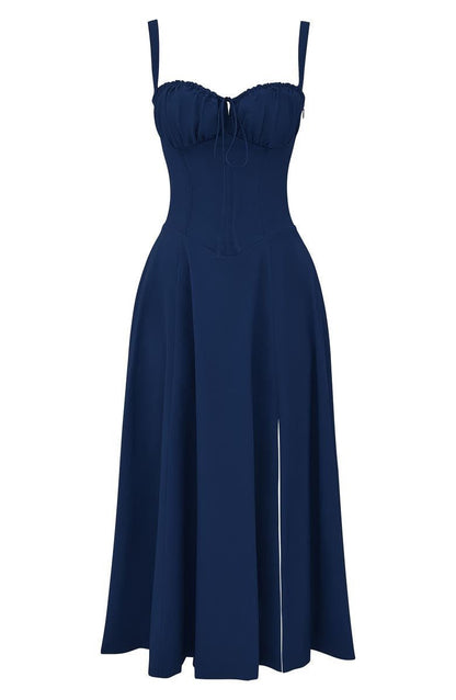 Women's Floral Chic Corset Midi Dress