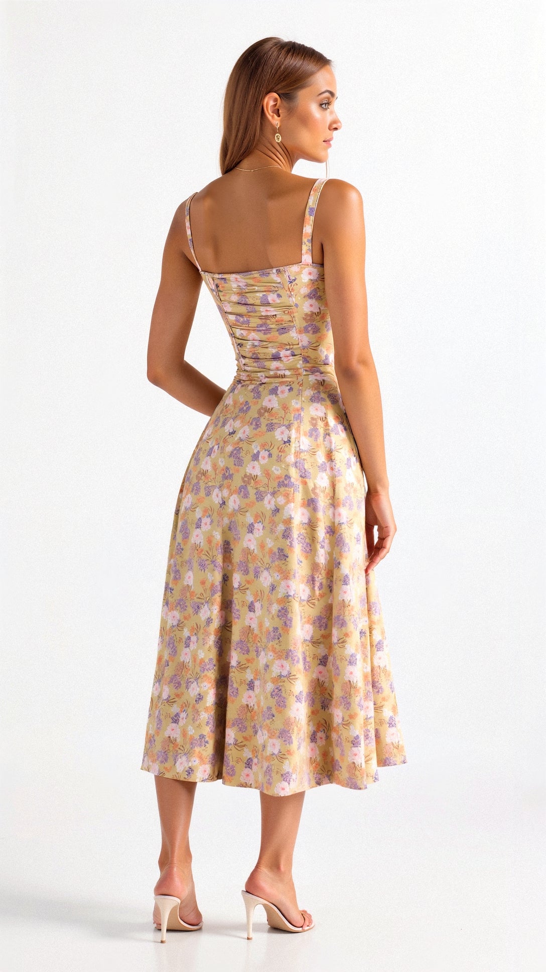 Women's Floral Chic Corset Midi Dress