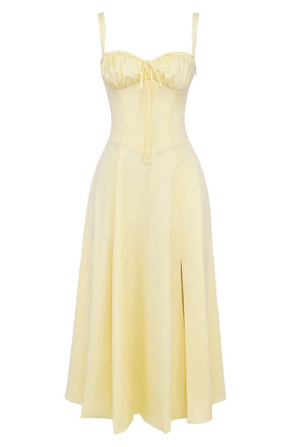 Women's Floral Chic Corset Midi Dress