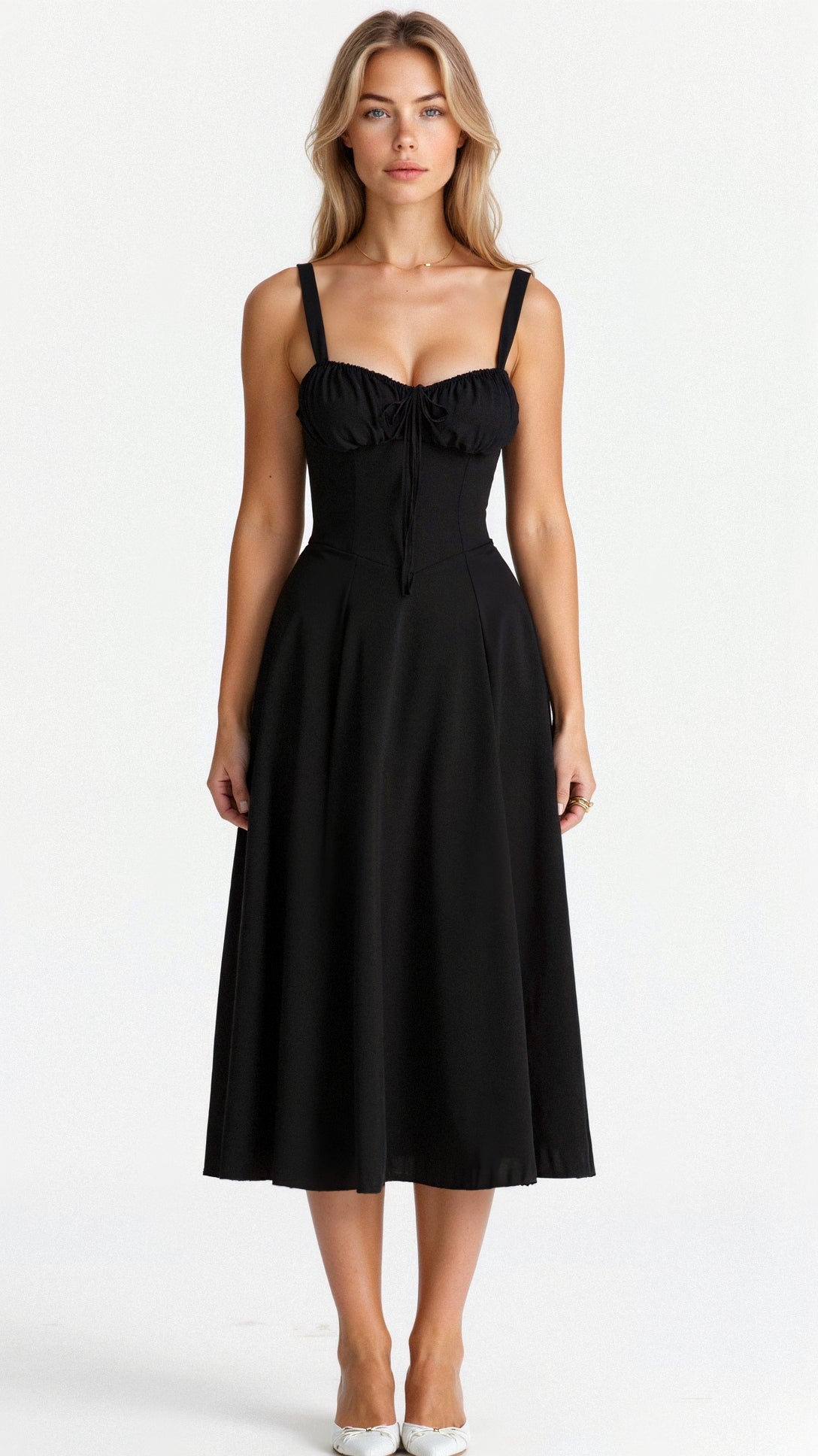 Women's Floral Chic Corset Midi Dress