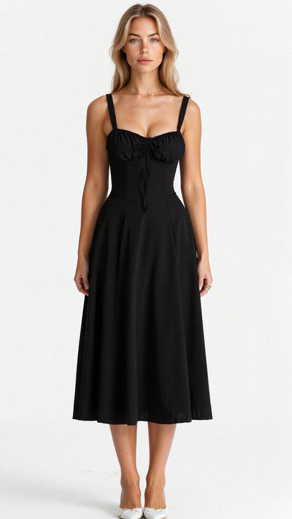 Women's Floral Chic Corset Midi Dress