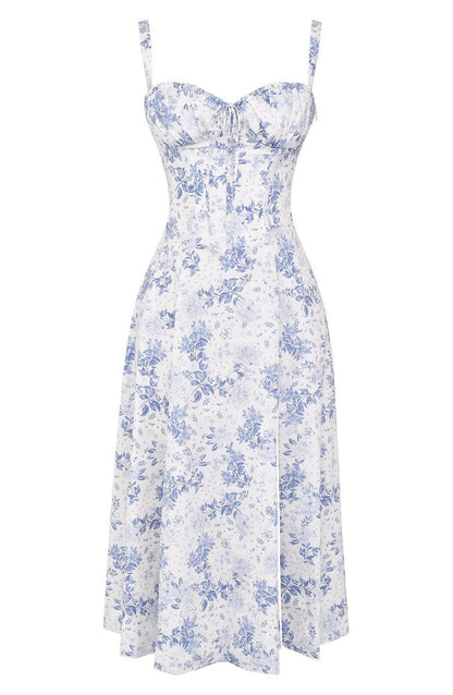 Women's Floral Chic Corset Midi Dress