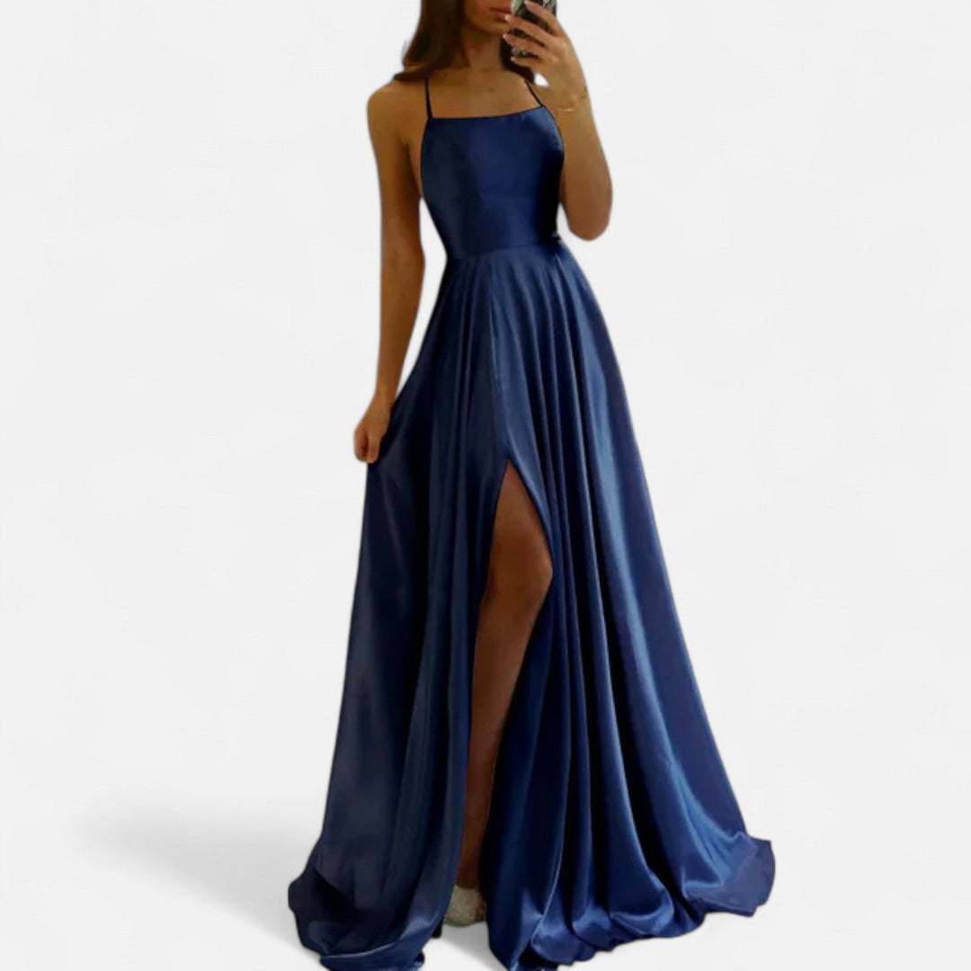 Women’s Modern Fit Satin Slit  Maxi Dress