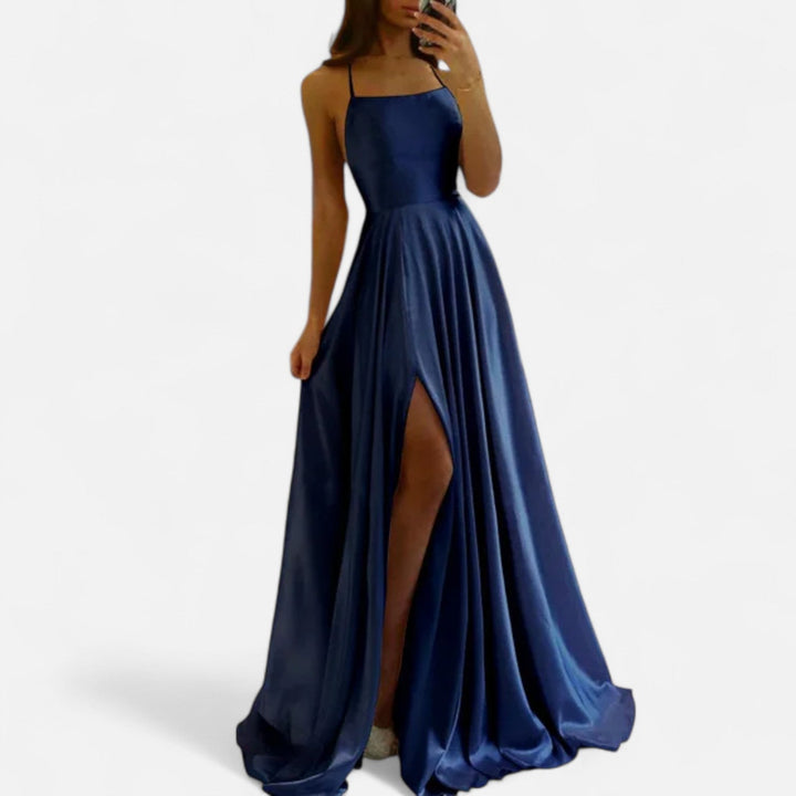 Women’s Modern Fit Satin Slit  Maxi Dress