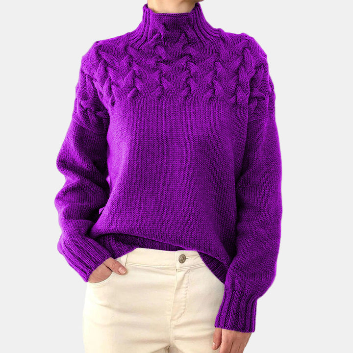 Romaine | Turtleneck Braided Knit Sweater