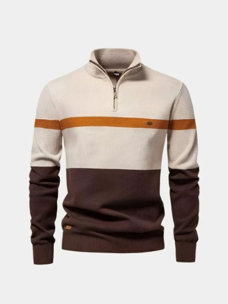 Colorblock Quarter-Zip Sweater