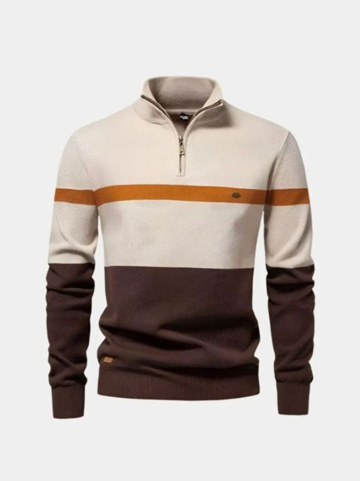 Colorblock Quarter-Zip Sweater