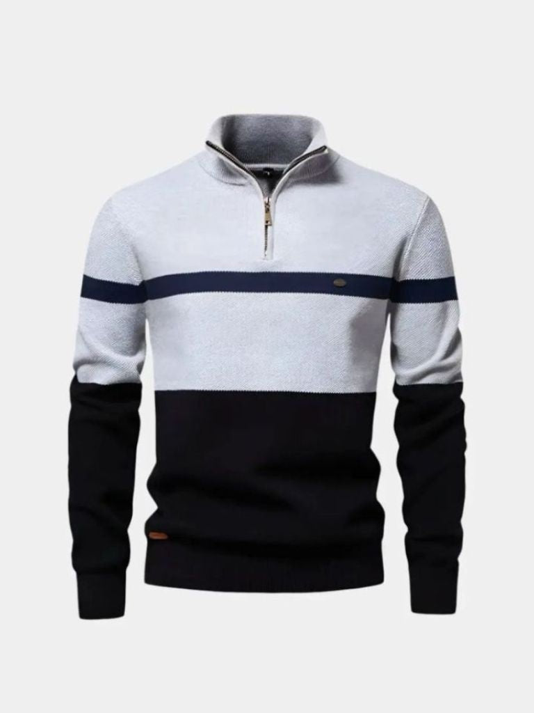 Colorblock Quarter-Zip Sweater