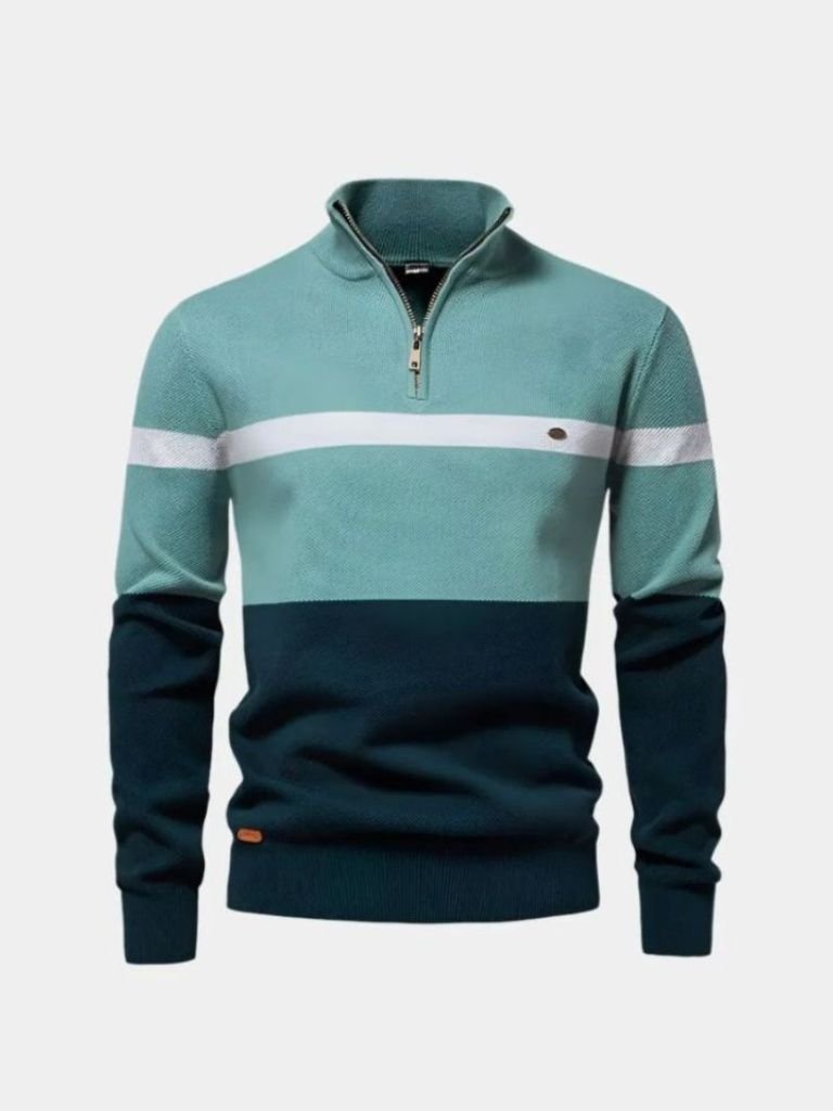 Colorblock Quarter-Zip Sweater
