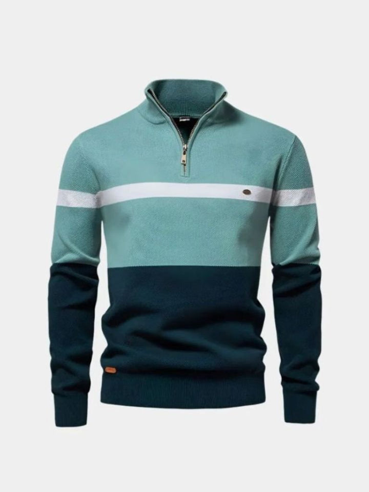 Colorblock Quarter-Zip Sweater