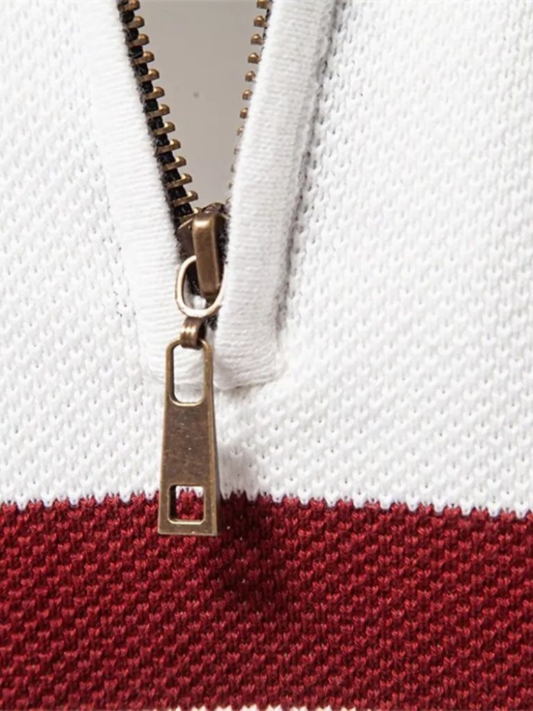 Colorblock Quarter-Zip Sweater