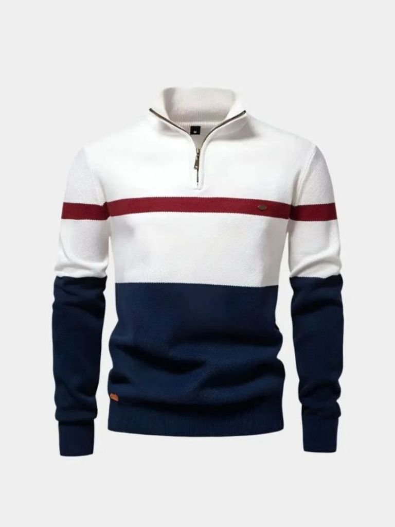 Colorblock Quarter-Zip Sweater
