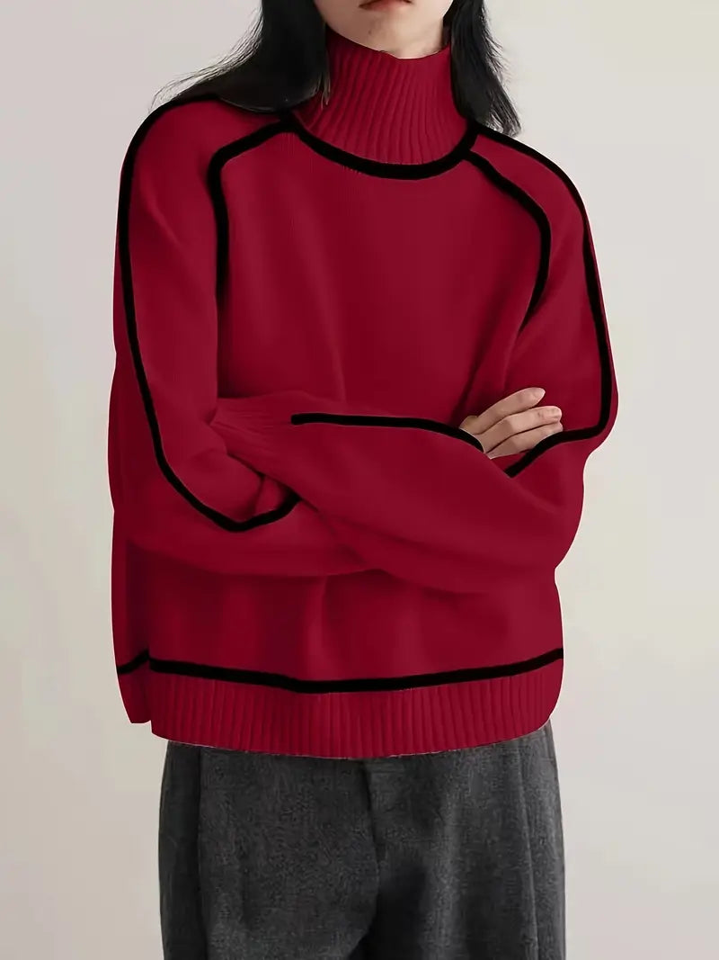 Alara | Contrast Trim Turtleneck Sweater