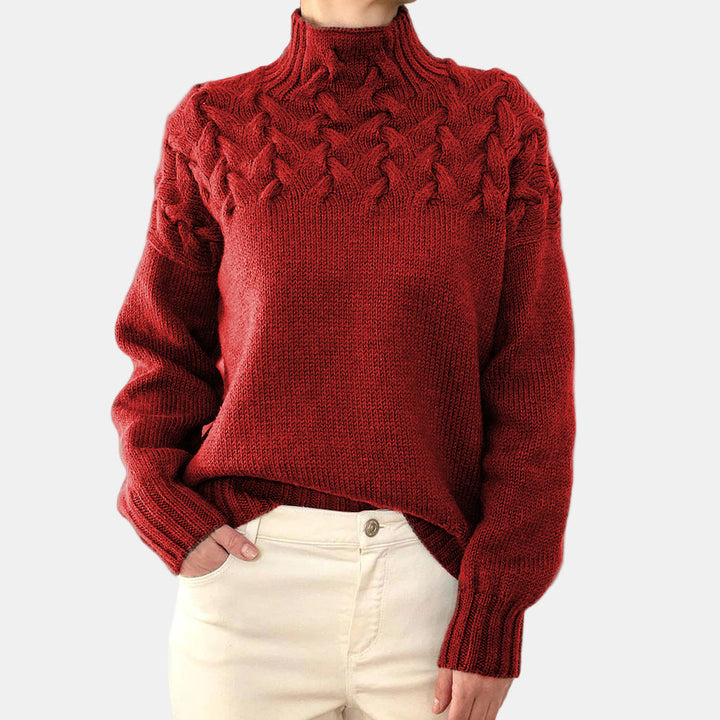 Romaine | Turtleneck Braided Knit Sweater