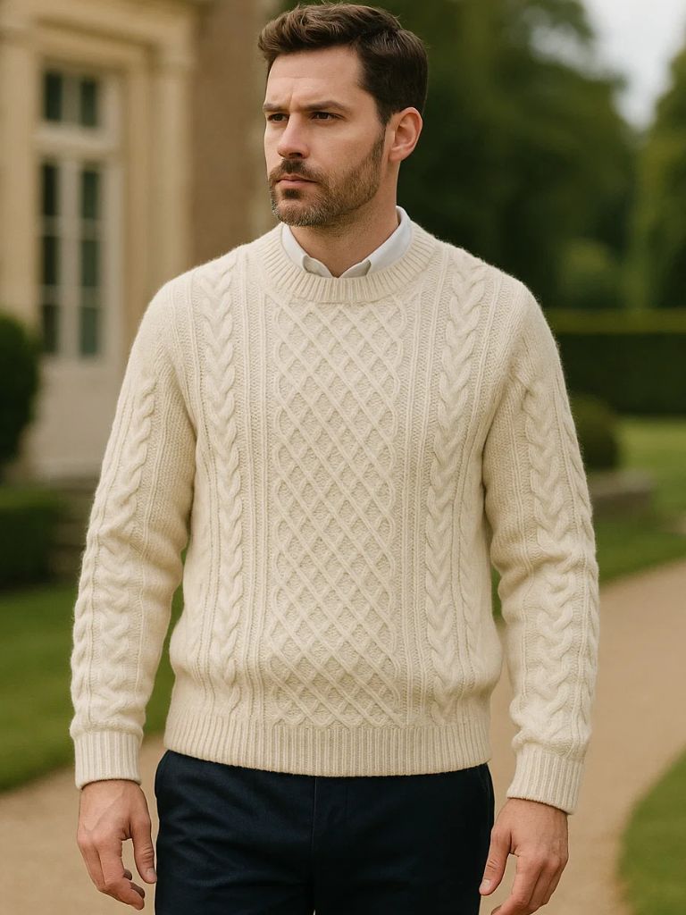Men’s Cable Knit Crewneck Sweater