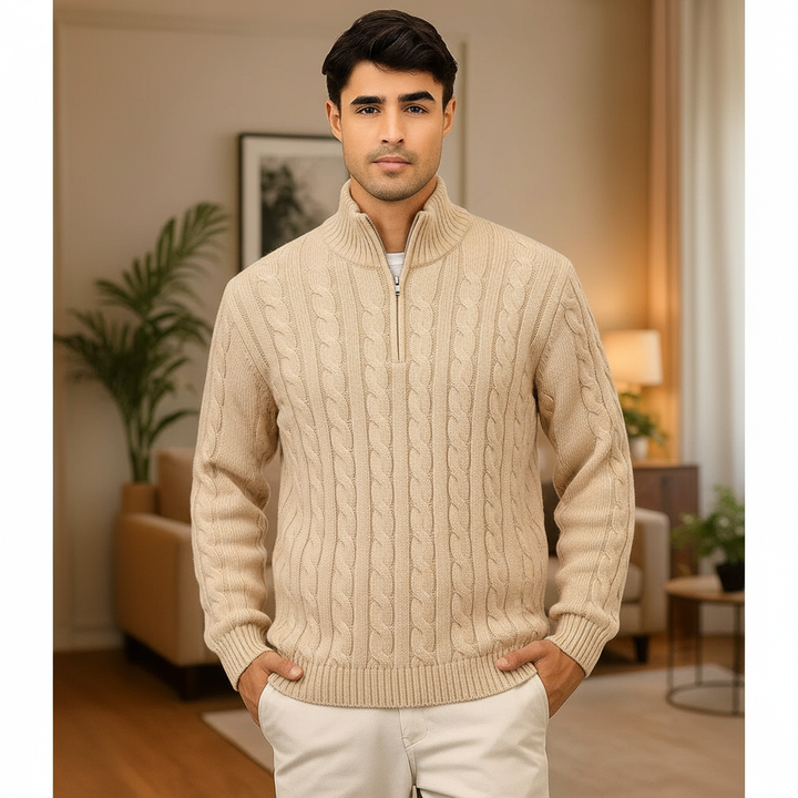 Men's Cable Knit Half-Zip Sweater