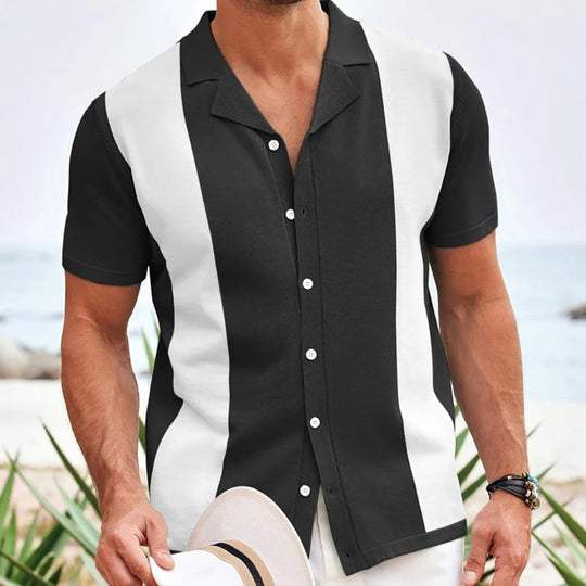 Vance | Men’s Slim-Fit Vertical Paneled Short-Sleeve Polo