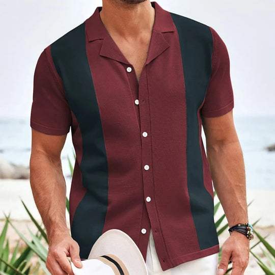 Vance | Men’s Slim-Fit Vertical Paneled Short-Sleeve Polo