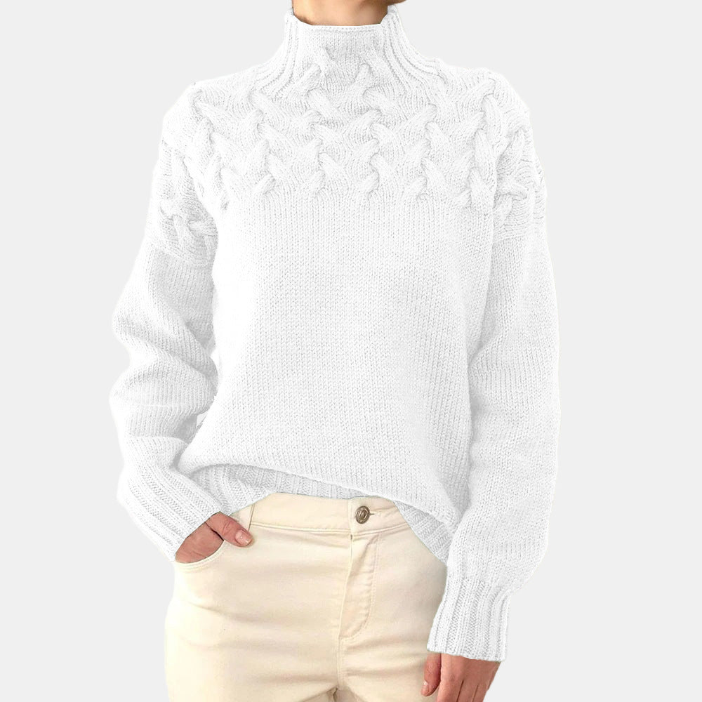 Romaine | Turtleneck Braided Knit Sweater