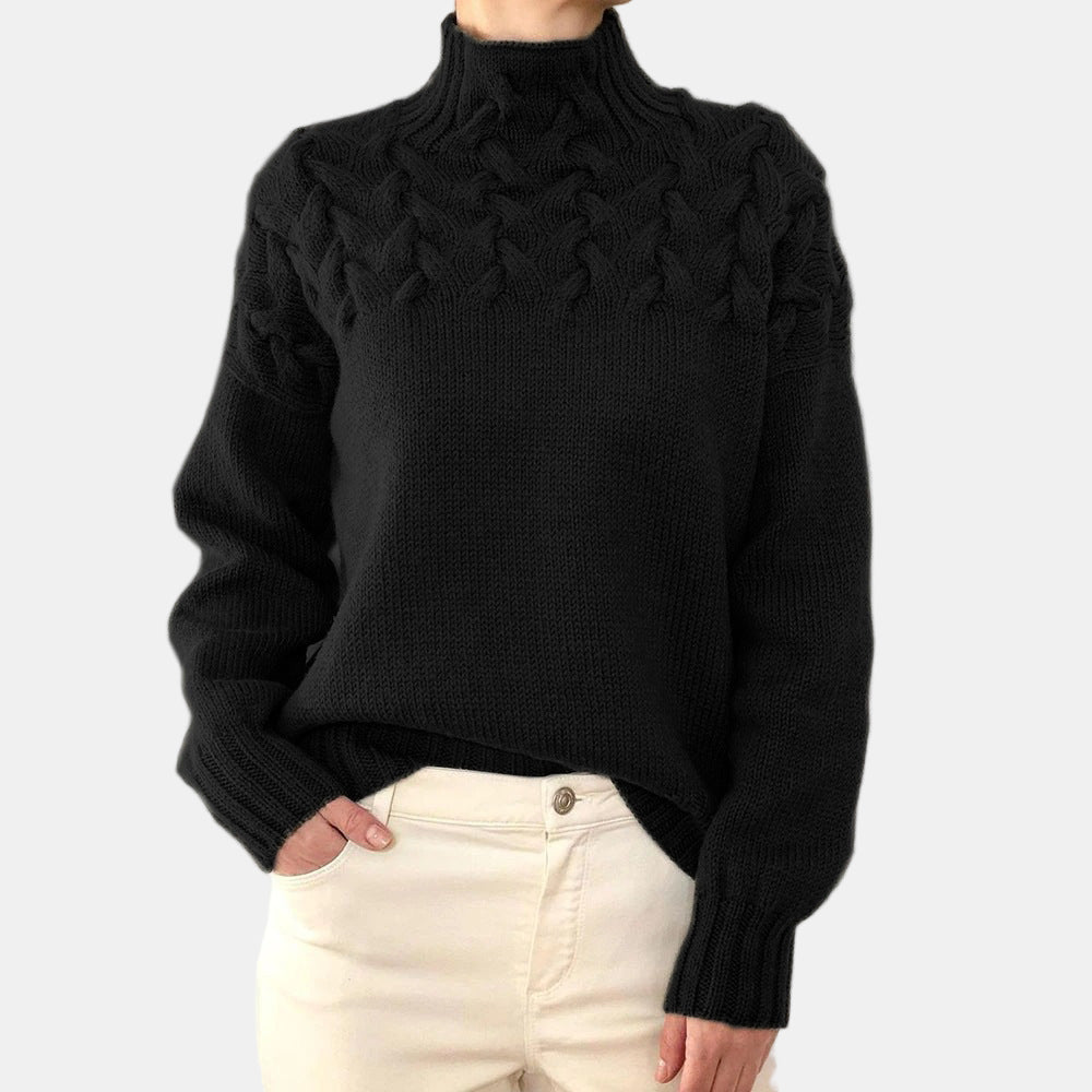 Romaine | Turtleneck Braided Knit Sweater